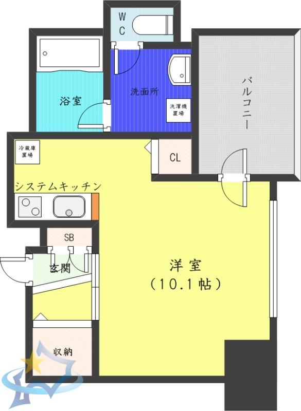 レジディア南一条イースト(ワンルーム/15階)の間取り写真