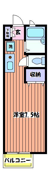 ジュネス・パレ(1K/2階)の間取り写真
