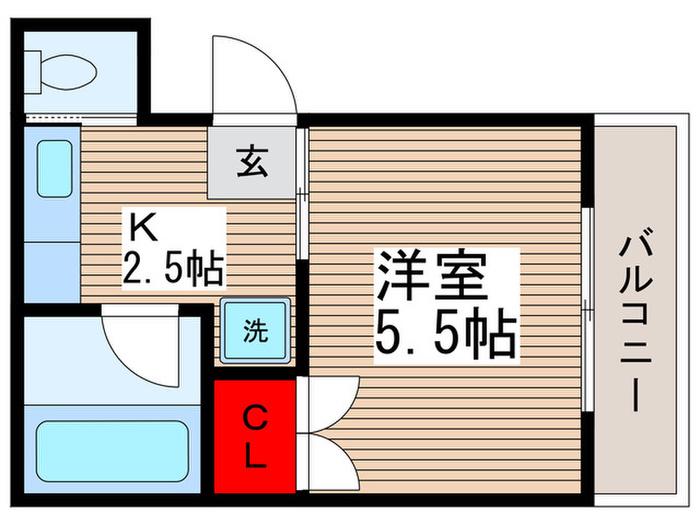 エルエー(1K/2階)の間取り写真