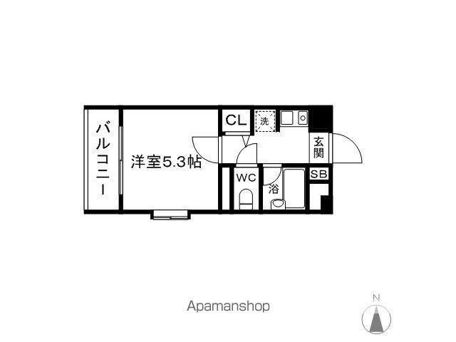 アスール南天神(1K/3階)の間取り写真