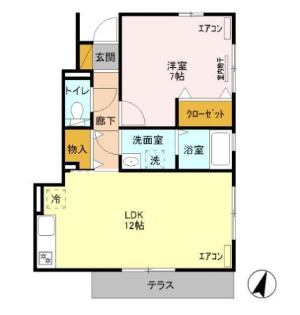 シャルマンステラC棟(1LDK/1階)の間取り写真