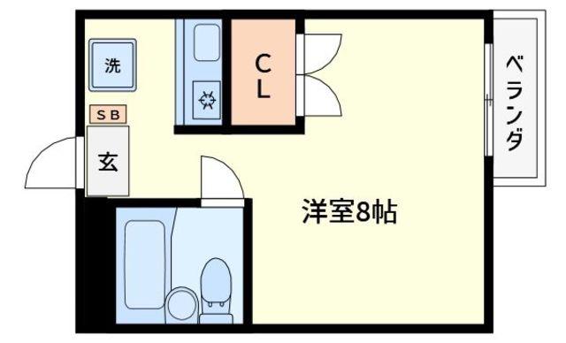 ハイツ桑岡(ワンルーム/3階)の間取り写真