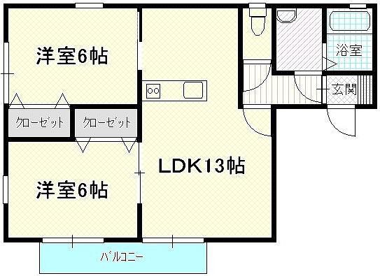 サンフォレスト(2LDK/2階)の間取り写真