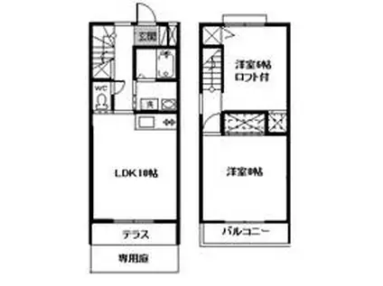 アルコイーリス(2LDK/1階)の間取り写真