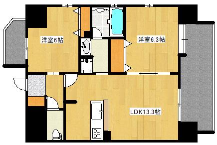 SPERANZA中広通(2LDK/11階)の間取り写真