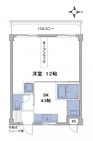 フェリス宮前平II(1DK/1階)の間取り写真