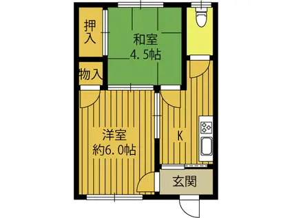 横山アパートA(2K/1階)の間取り写真
