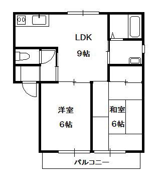 ハイツボヌール(2LDK/1階)の間取り写真