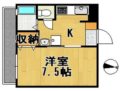 ガーディニアシティ稲荷町(1K/2階)の間取り写真