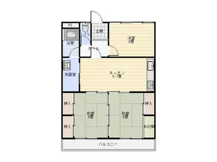 コーポ山代(3DK/2階)の間取り写真