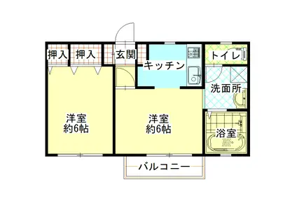 サンライズコーポ学生様プラン(2K/2階)の間取り写真