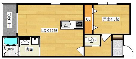 イソラM(1LDK/2階)の間取り写真