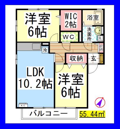 DL グリーンアヴェニューB(2LDK/1階)の間取り写真