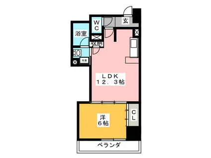 静岡馬渕エンブルコート(1LDK/5階)の間取り写真