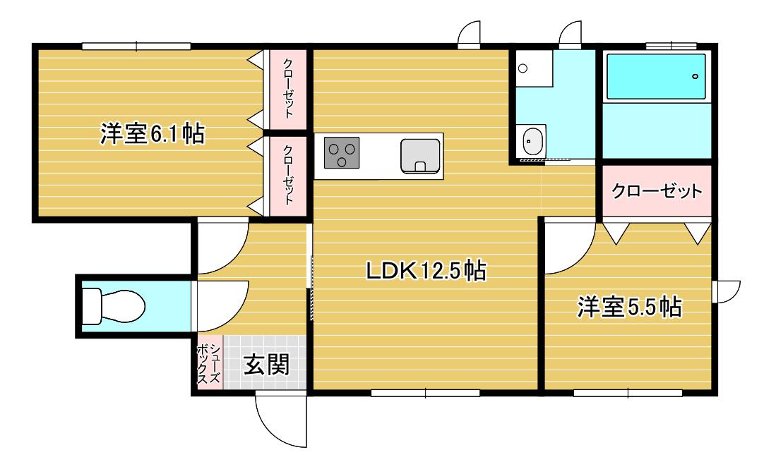 ジェネシス・フォー(2LDK/1階)の間取り写真