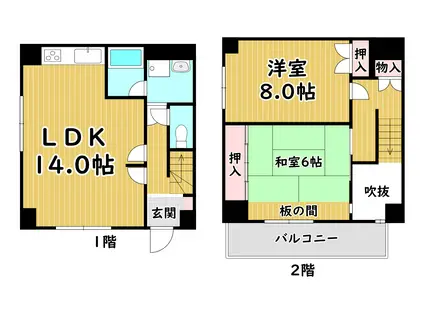 エクセルウィーン塚本(2LDK/1階)の間取り写真