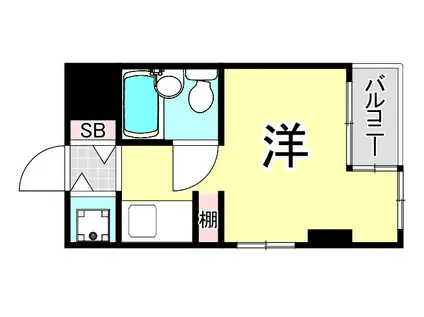夙川羽衣町パークハイムII(1K/4階)の間取り写真