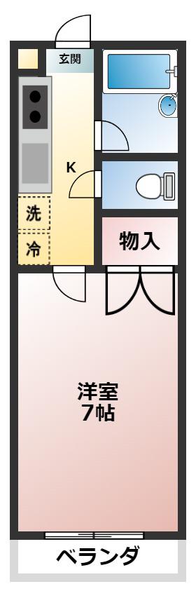三浦ハイツII(1K/3階)の間取り写真