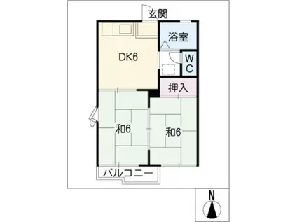 スカイハイツA・B(2DK/1階)の間取り写真