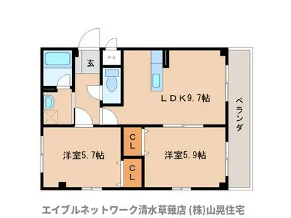 M&M瀬名中央(2LDK/4階)の間取り写真