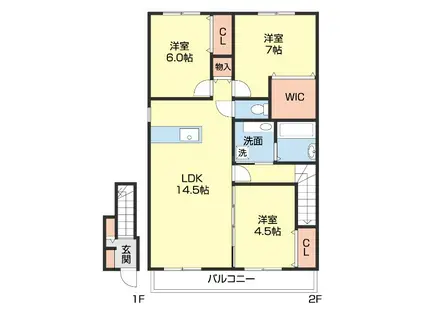 セジュール南方(3LDK/2階)の間取り写真