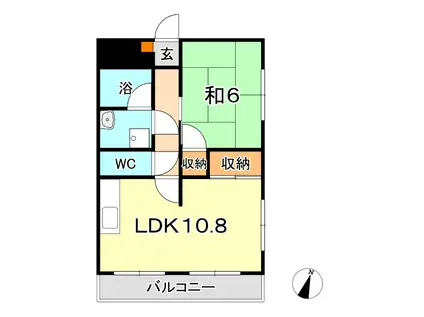 コーポサンワ(1LDK/2階)の間取り写真