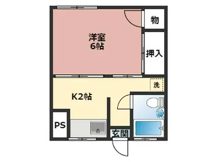 三福マンション(1K/4階)の間取り写真