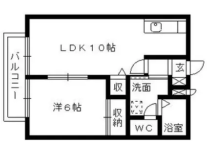 エスポワール久米(1LDK/2階)の間取り写真