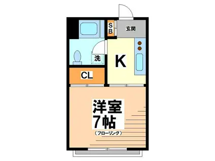 ロジュモン富貴 ー即入居可ー(1K/1階)の間取り写真