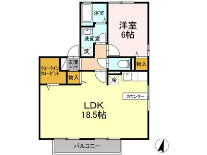 エスポワール笹本 D101(2LDK/1階)の間取り写真