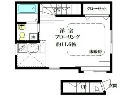 アクチュエル富士見台(ワンルーム/2階)の間取り写真