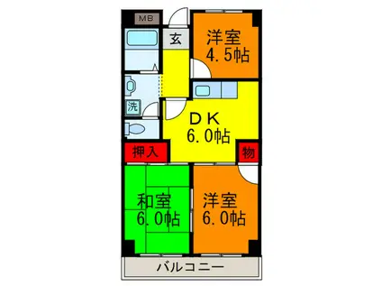 エクセル上小阪(3DK/2階)の間取り写真