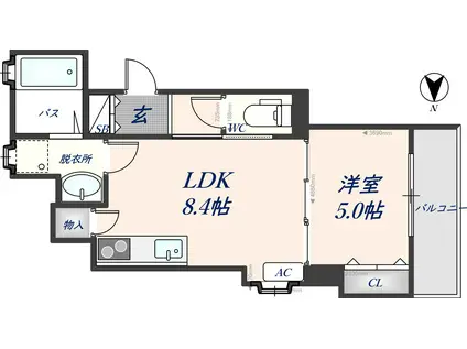 ラモーナ諸福II(1LDK/3階)の間取り写真
