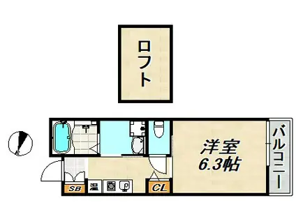 TENTREE神戸長田(1SK/2階)の間取り写真