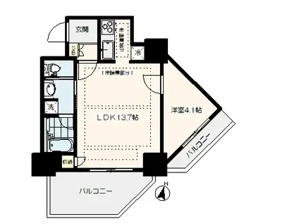 江古田サンライトマンション(1LDK/5階)の間取り写真