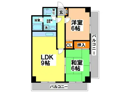 グリーンサンハイツ(2LDK/4階)の間取り写真