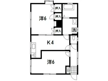 ドミール東中野(2K/1階)の間取り写真