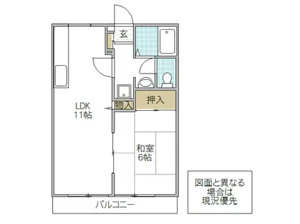 ルピナスハイツA(1LDK/2階)の間取り写真
