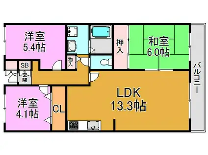 コート・ザ・ルピナス(3LDK/1階)の間取り写真