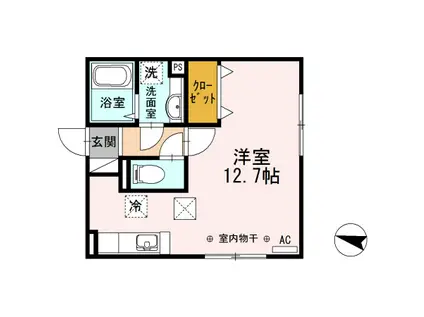 グラーティア(ワンルーム/2階)の間取り写真