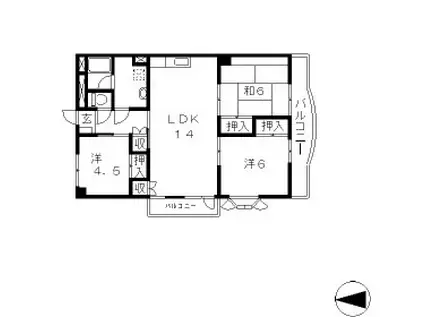 ハイツ白木(3LDK/1階)の間取り写真