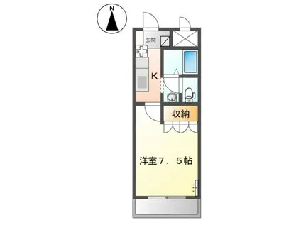 プルニエ(1K/1階)の間取り写真