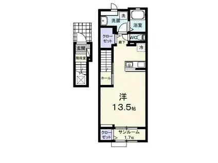 アドラブールD(ワンルーム/2階)の間取り写真