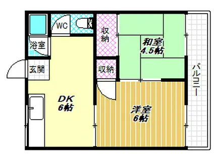 ヒカリハイツ(2DK/1階)の間取り写真