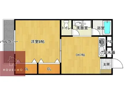 ローレル三番館(1DK/1階)の間取り写真