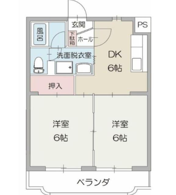 グランドゥール(2DK/3階)の間取り写真