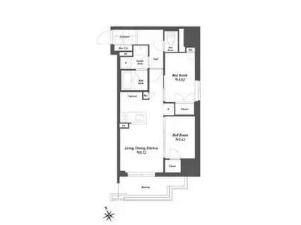 THE GATEHOUSE浅草雷門旧ブランシエスタ浅草雷門(2LDK/8階)の間取り写真