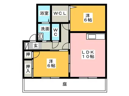 プリエール(2LDK/1階)の間取り写真