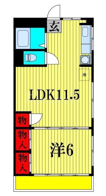 船橋セブンハイツ(1LDK/4階)の間取り写真