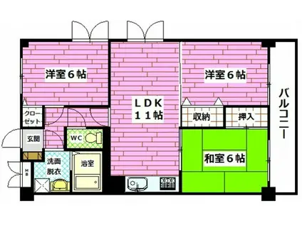 ロイヤルハイツ下田弐番館(3LDK/5階)の間取り写真